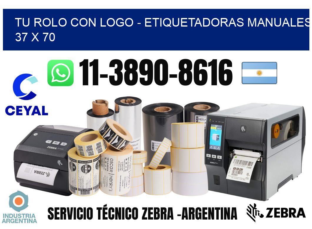 tu rolo con logo - Etiquetadoras Manuales  37 x 70