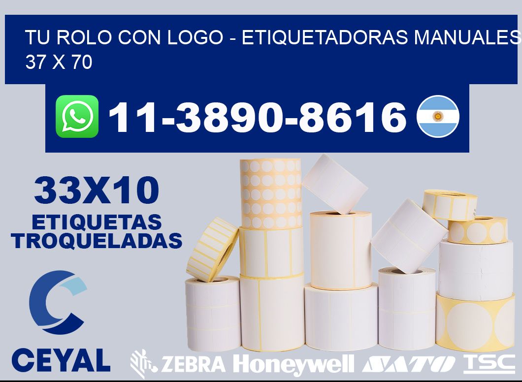 tu rolo con logo - Etiquetadoras Manuales  37 x 70