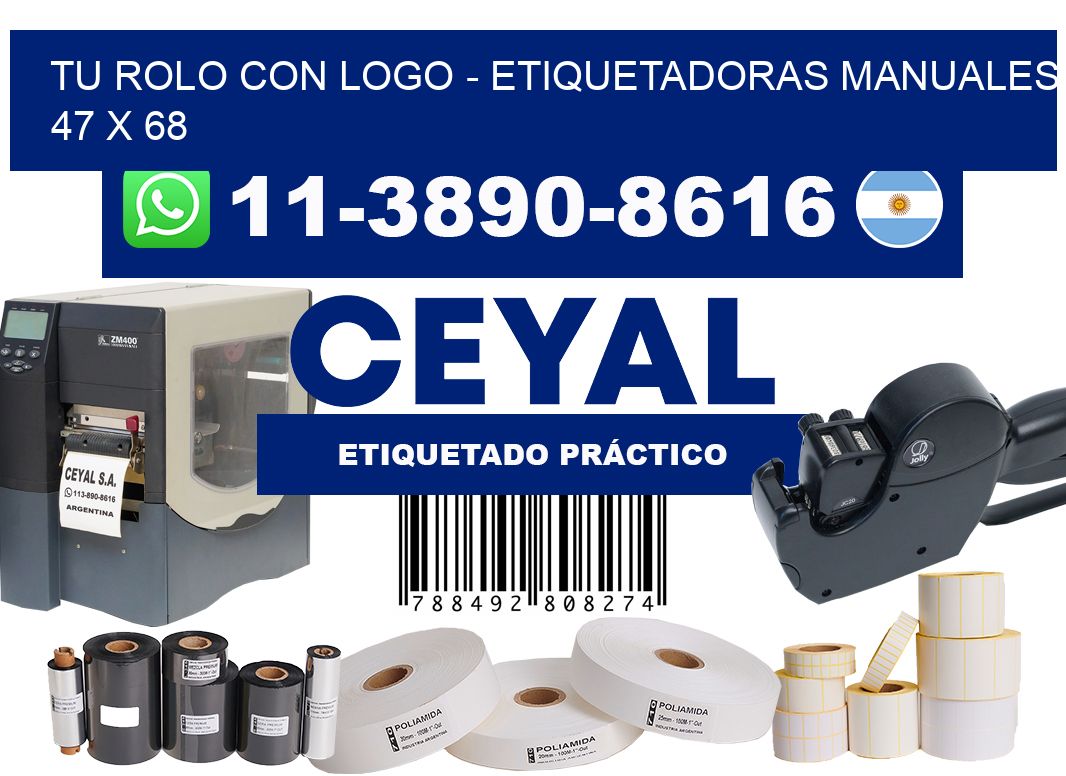 tu rolo con logo - Etiquetadoras Manuales  47 x 68