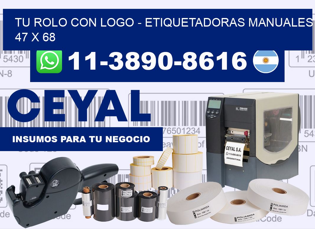 tu rolo con logo – Etiquetadoras Manuales  47 x 68