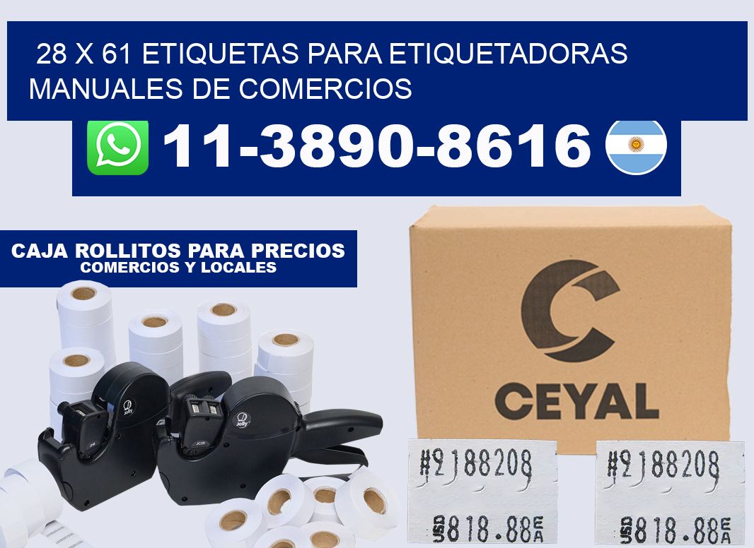 28 x 61 etiquetas para etiquetadoras manuales de comercios