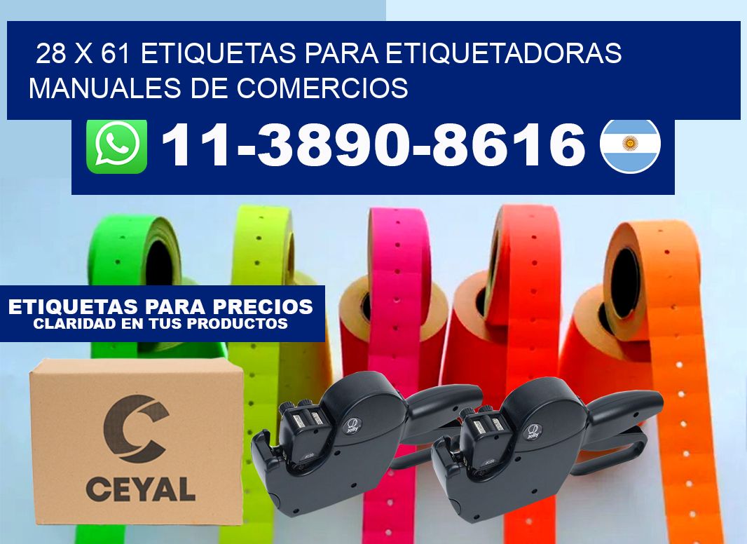 28 x 61 etiquetas para etiquetadoras manuales de comercios