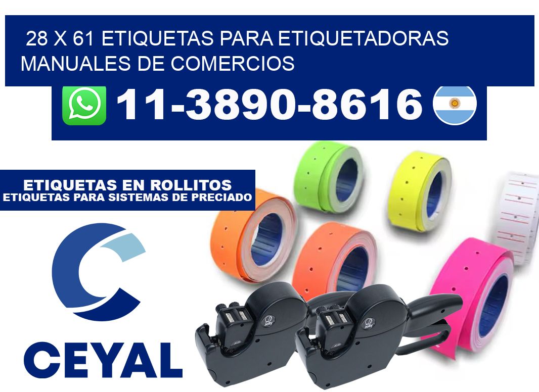 28 x 61 etiquetas para etiquetadoras manuales de comercios