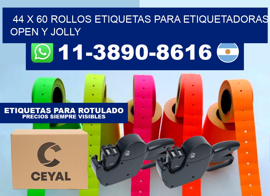 44 x 60 Rollos etiquetas para etiquetadoras open y jolly
