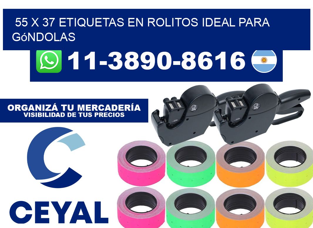 55 x 37 etiquetas en rolitos ideal para góndolas