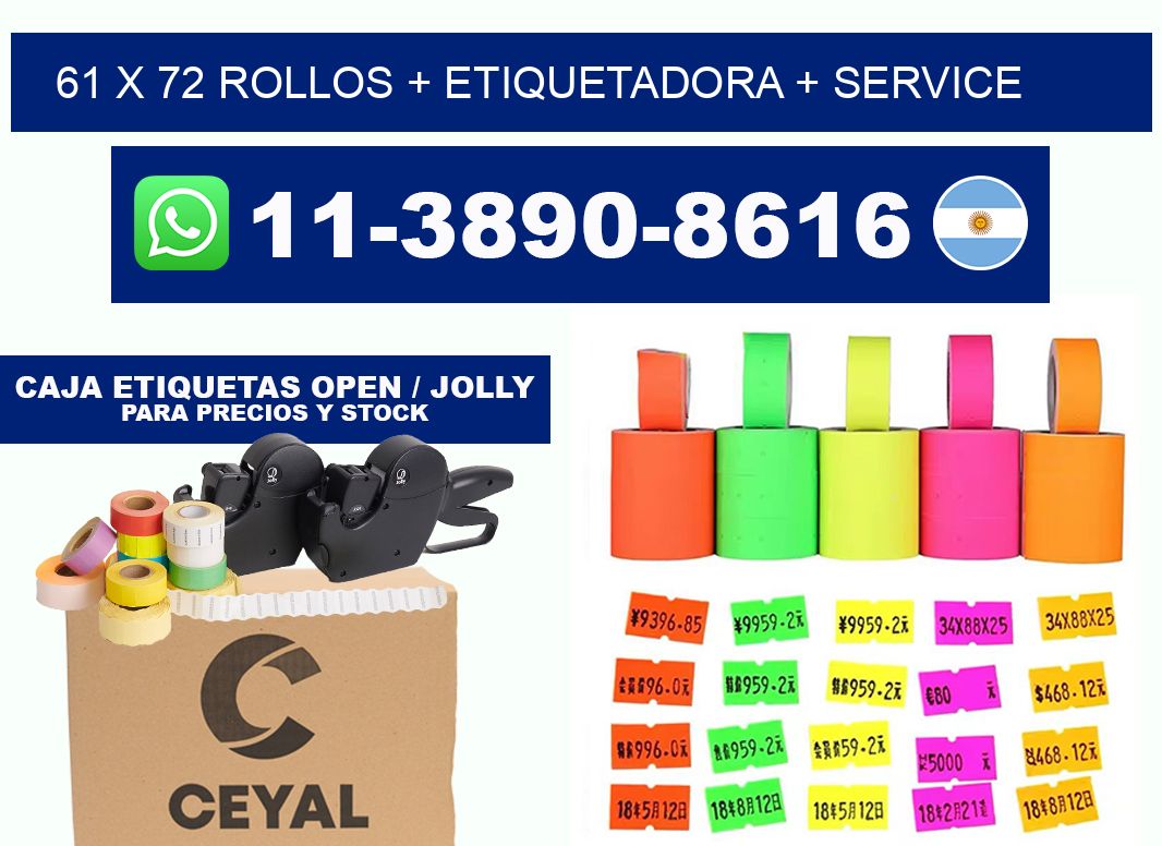 61 x 72 rollos + etiquetadora + service