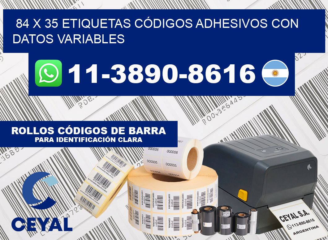84 x 35 ETIQUETAS CÓDIGOS ADHESIVOS CON DATOS VARIABLES