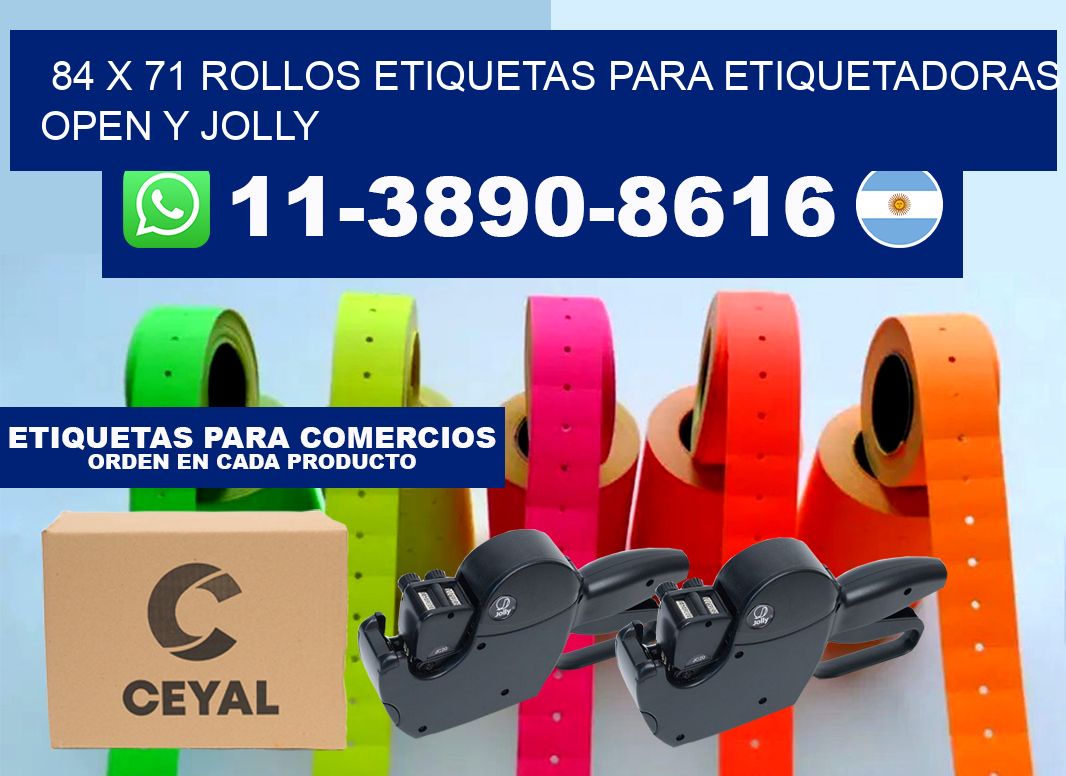 84 x 71 Rollos etiquetas para etiquetadoras open y jolly