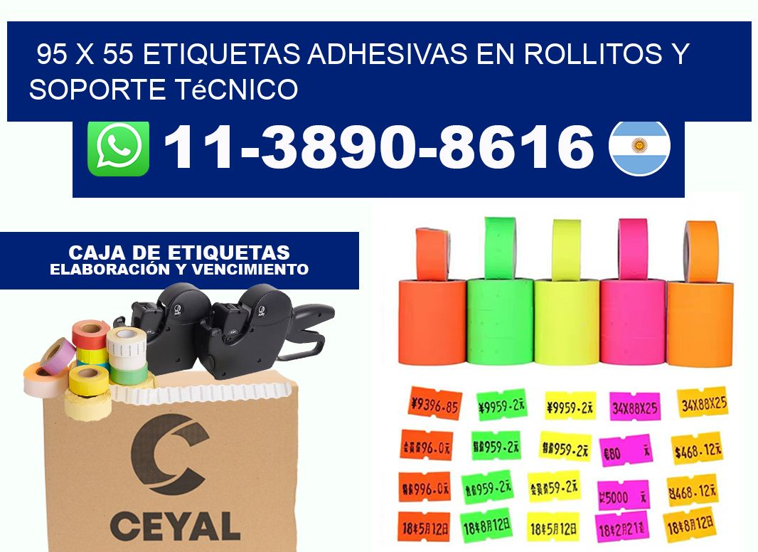 95 x 55 Etiquetas adhesivas en rollitos y soporte técnico