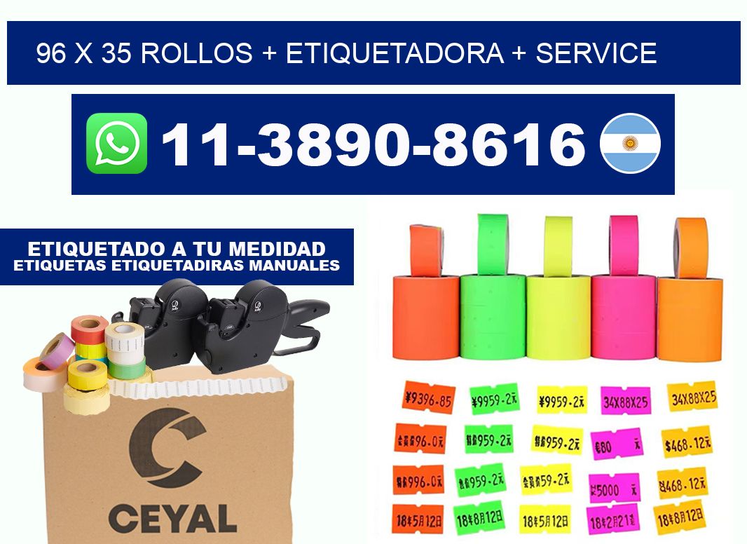 96 x 35 rollos + etiquetadora + service