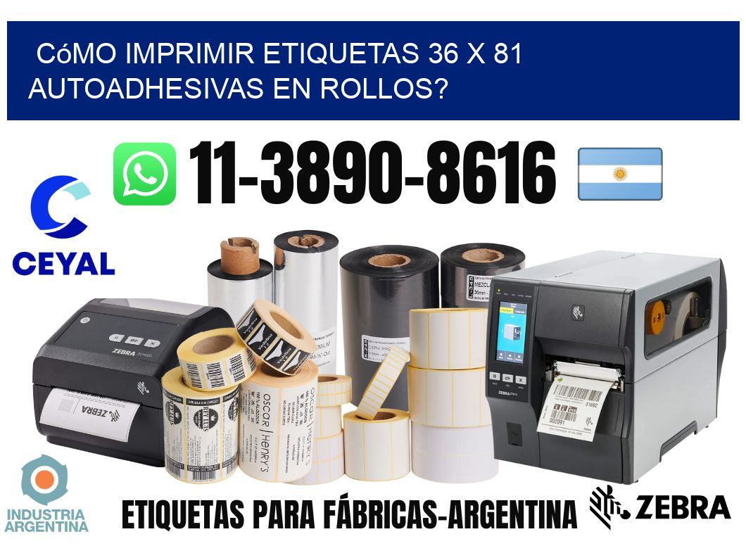 Cómo imprimir etiquetas 36 x 81 autoadhesivas en rollos?