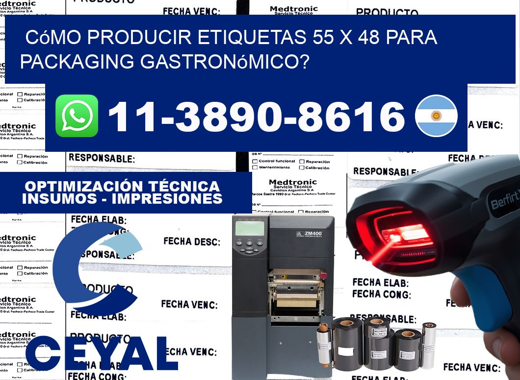 Cómo producir etiquetas 55 x 48 para packaging gastronómico?