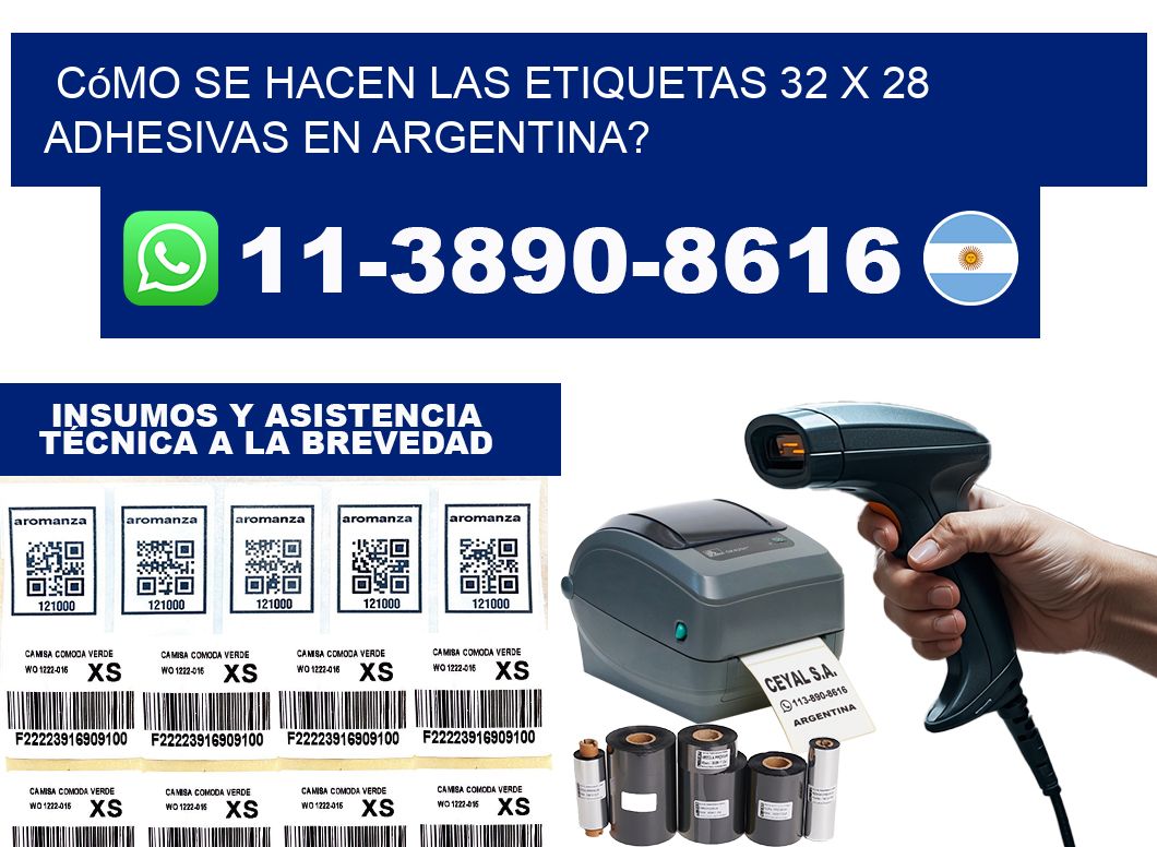 Cómo se hacen las etiquetas 32 x 28 adhesivas en Argentina?