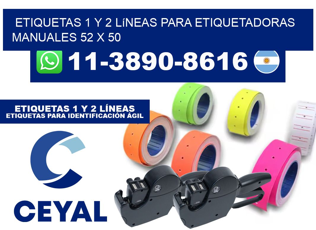 Etiquetas 1 y 2 líneas para etiquetadoras manuales 52 x 50