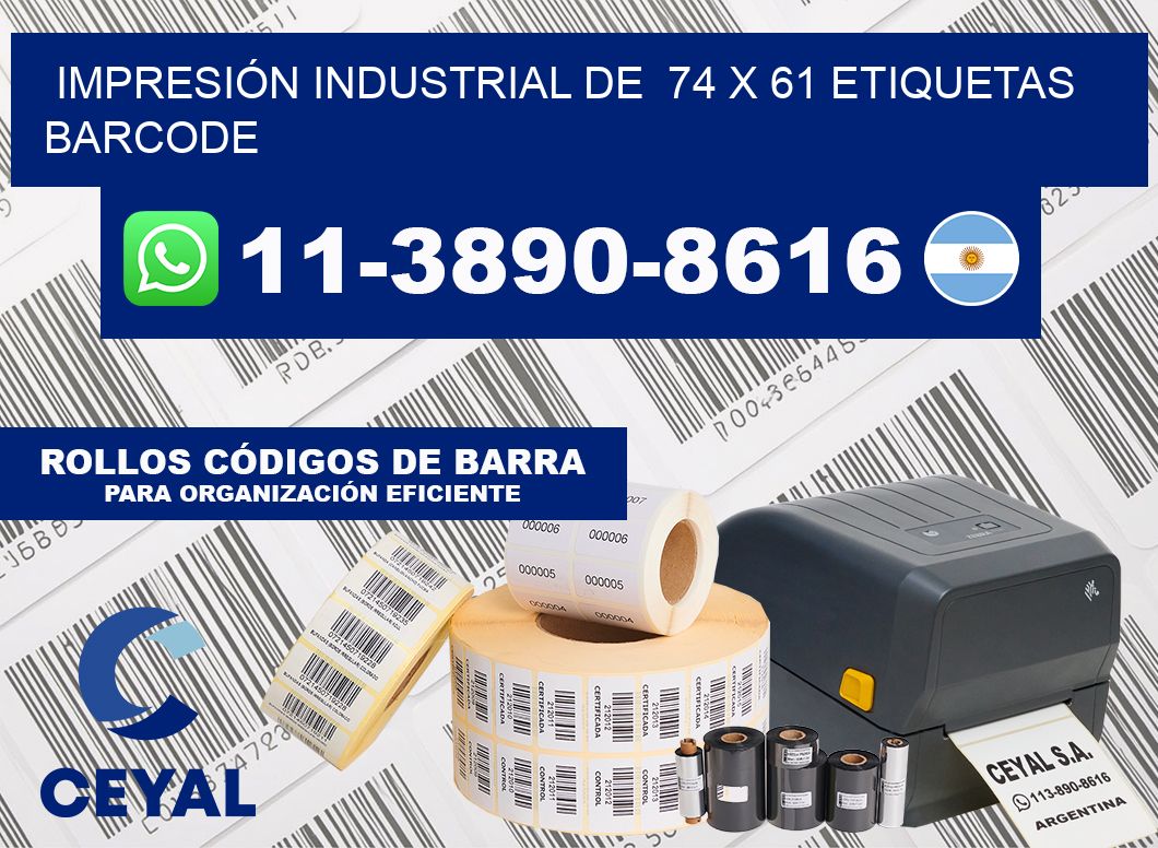 IMPRESIÓN INDUSTRIAL DE  74 x 61 ETIQUETAS BARCODE