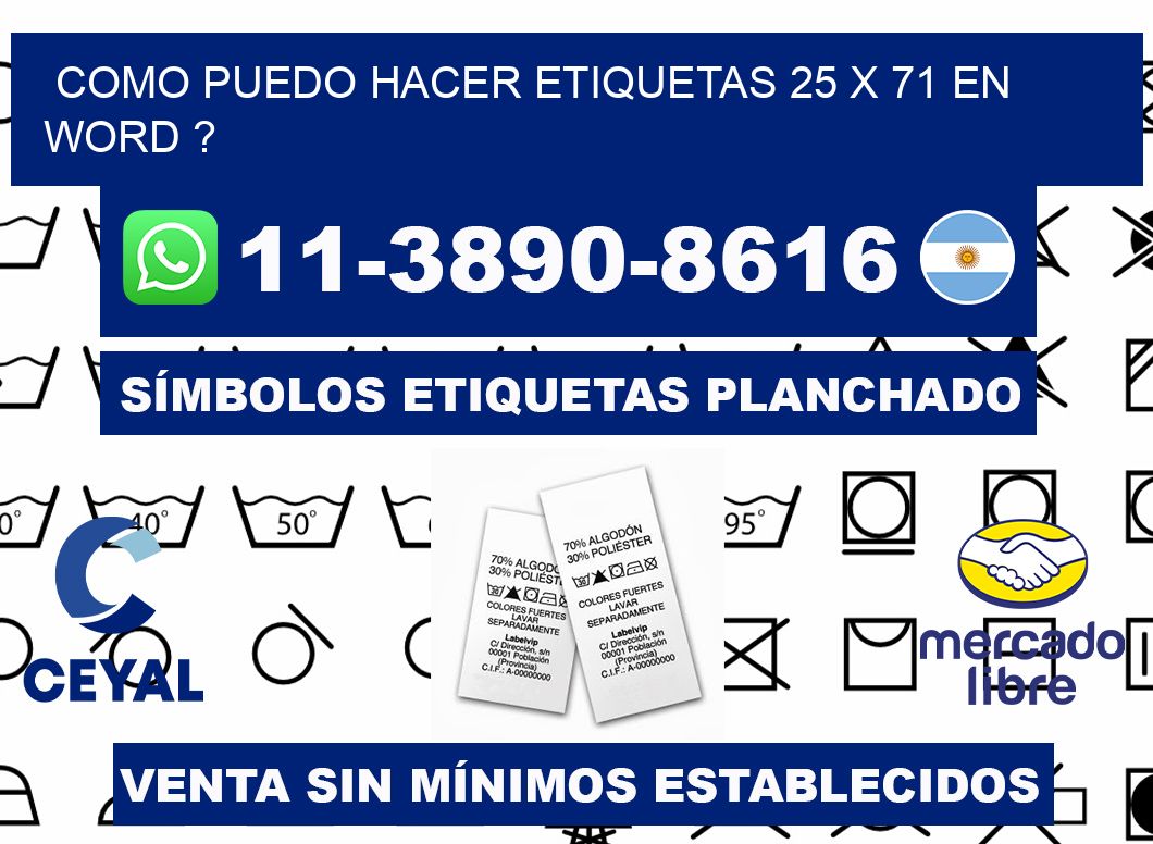 como puedo hacer etiquetas 25 x 71 en word ?
