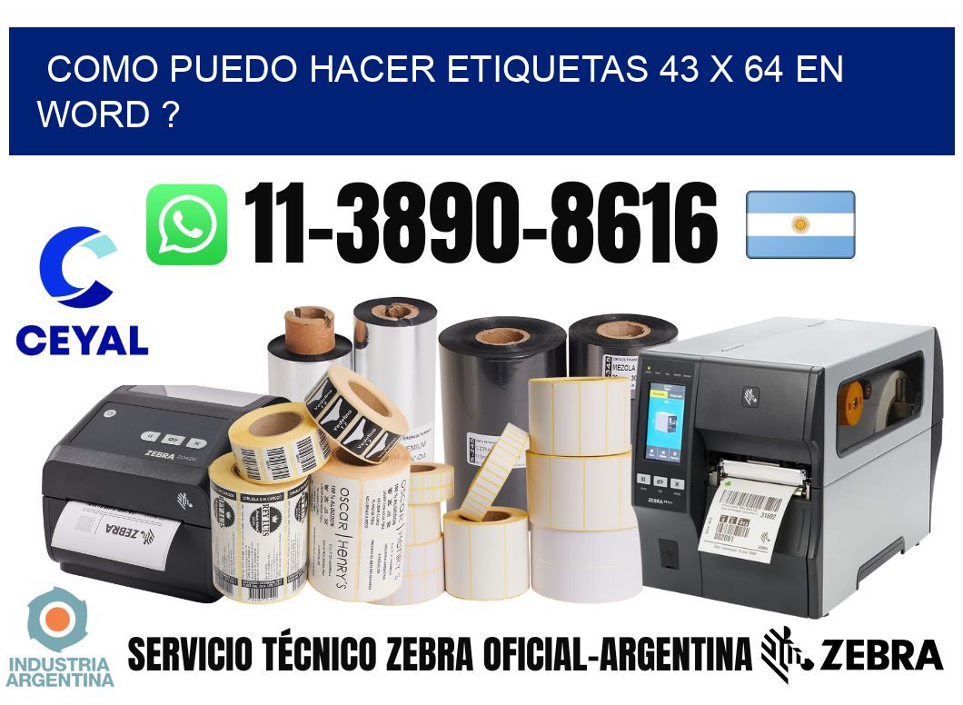 como puedo hacer etiquetas 43 x 64 en word ?