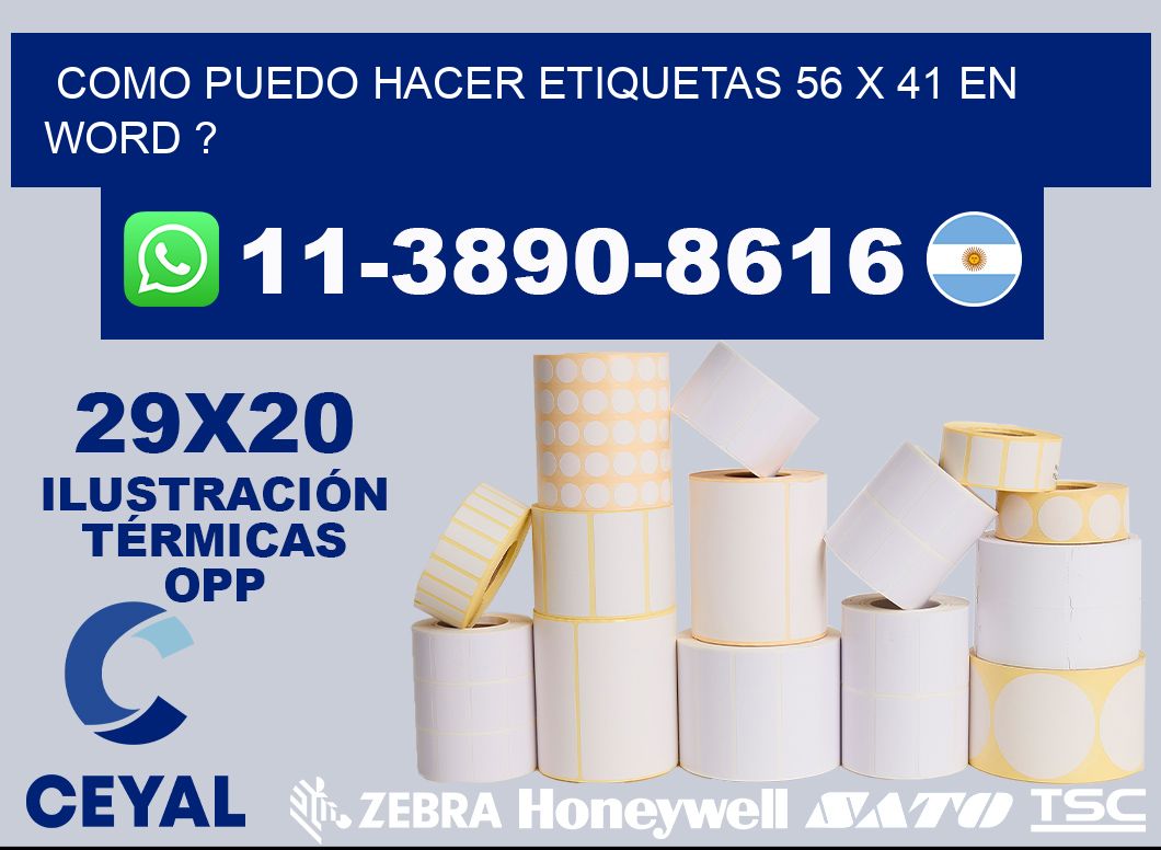 como puedo hacer etiquetas 56 x 41 en word ?