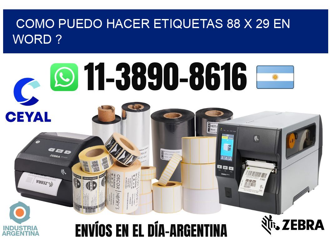 como puedo hacer etiquetas 88 x 29 en word ?