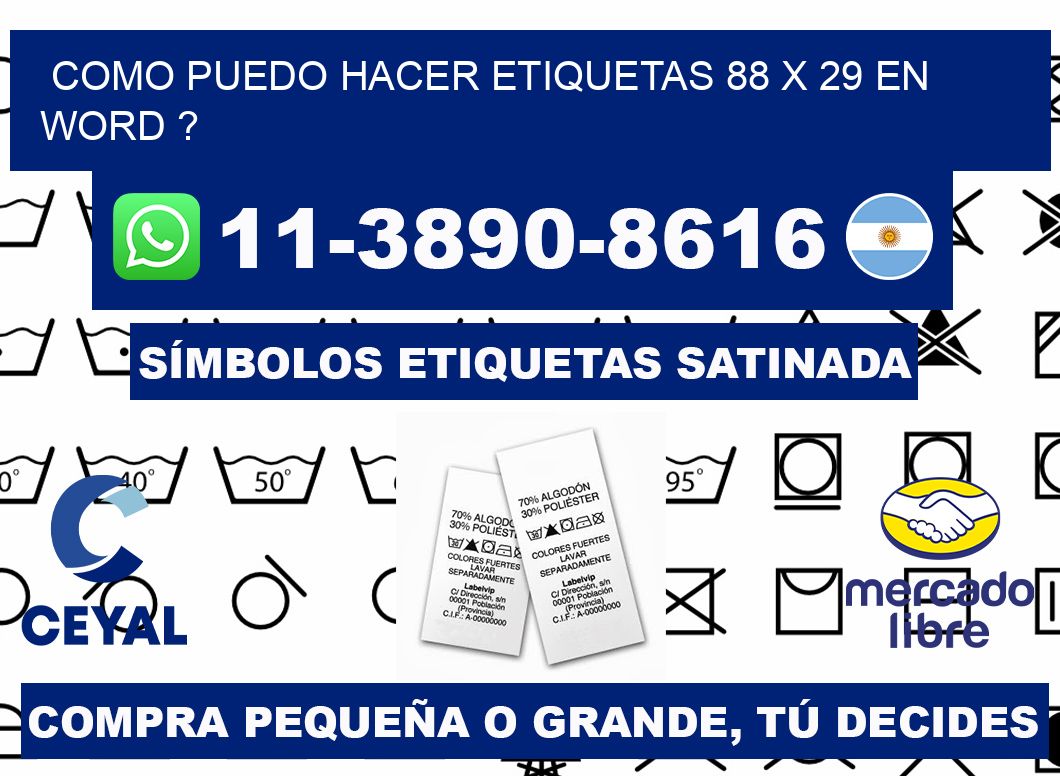 como puedo hacer etiquetas 88 x 29 en word ?