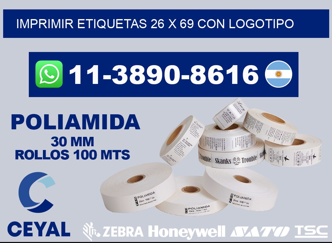 imprimir etiquetas 26 x 69 con logotipo