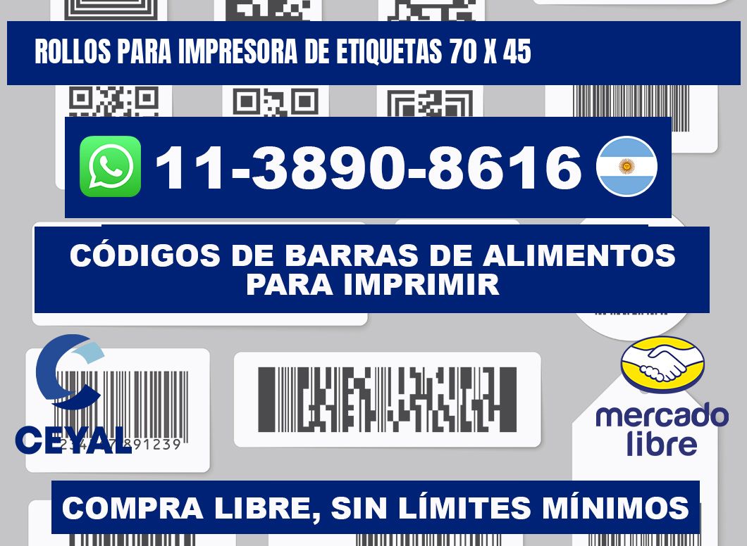 rollos para impresora de etiquetas 70 x 45