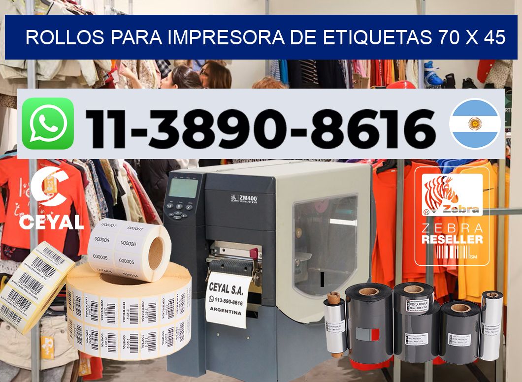 rollos para impresora de etiquetas 70 x 45