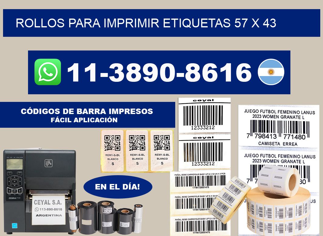rollos para imprimir etiquetas 57 x 43