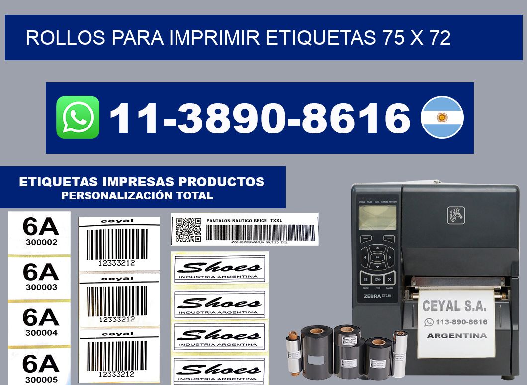 rollos para imprimir etiquetas 75 x 72