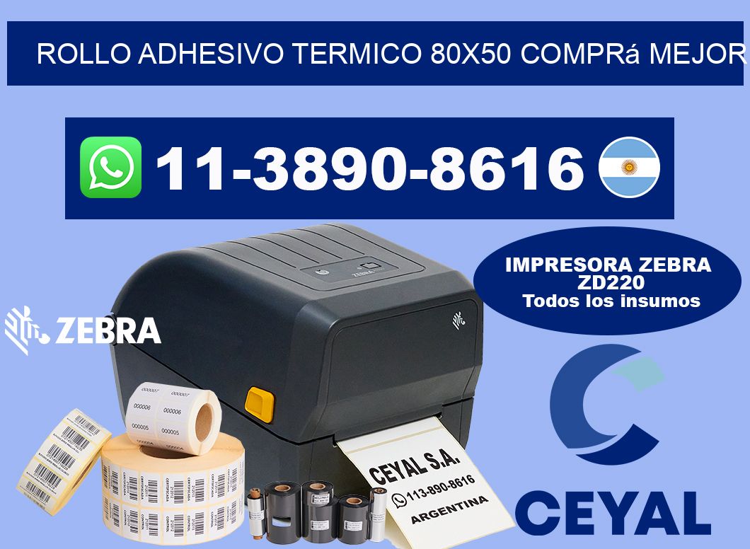 ROLLO ADHESIVO TERMICO 80x50 Comprá mejor