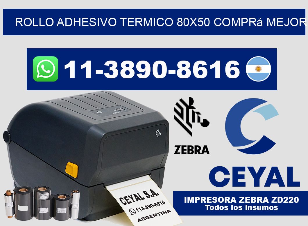 ROLLO ADHESIVO TERMICO 80×50 Comprá mejor