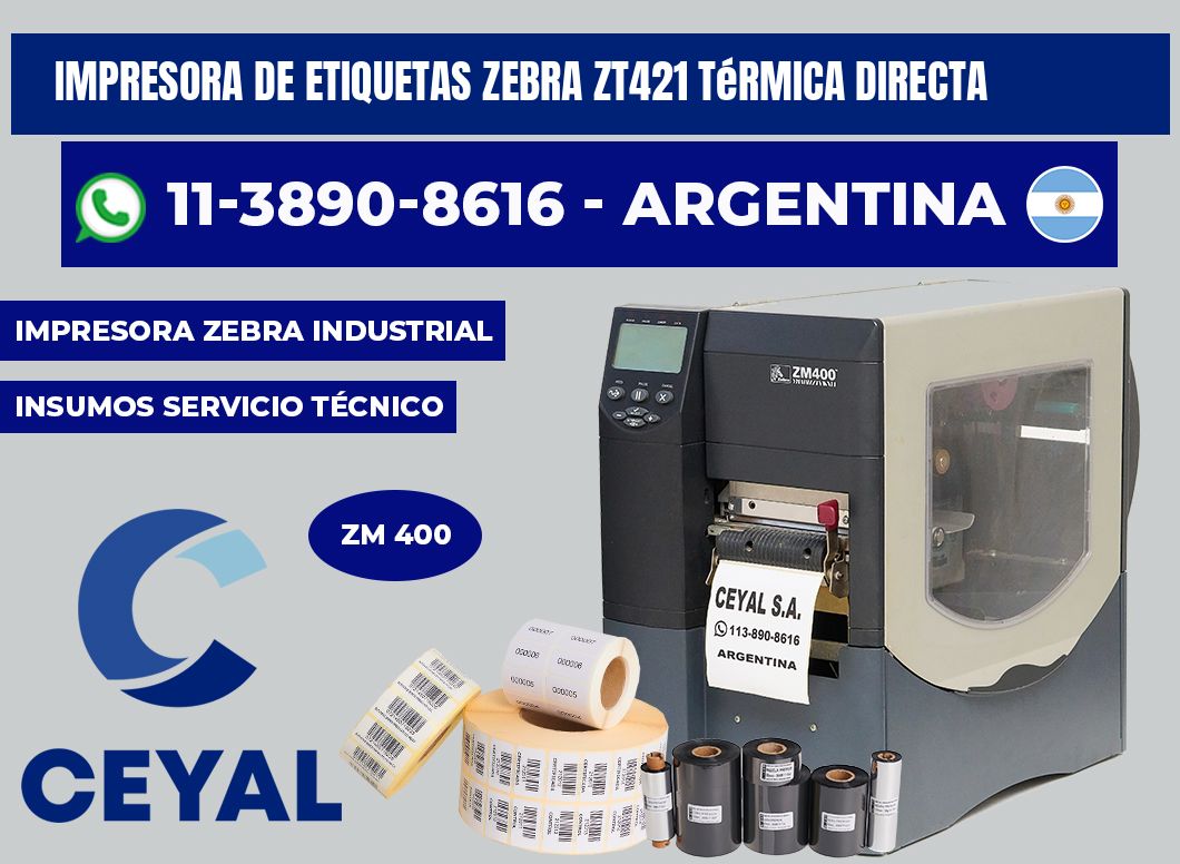 impresora de etiquetas zebra ZT421 térmica directa