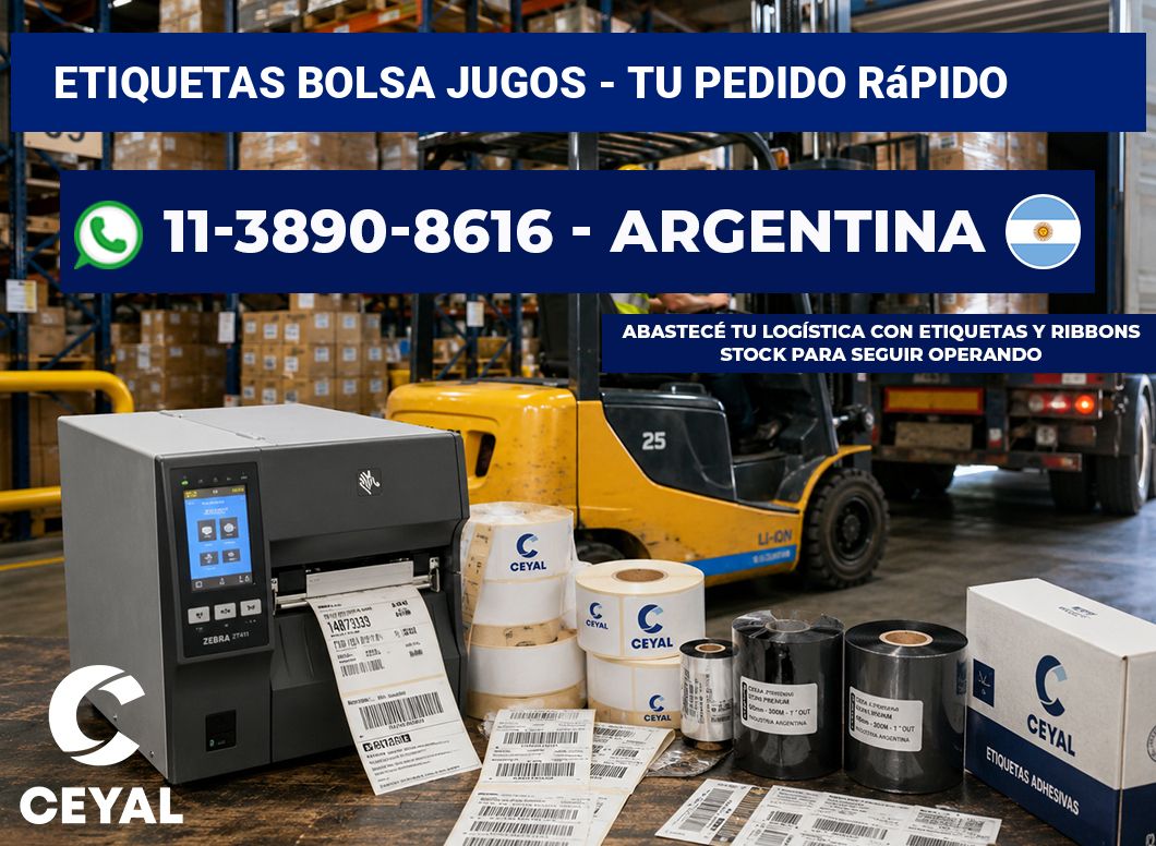 Etiquetas Bolsa jugos - Tu pedido rápido