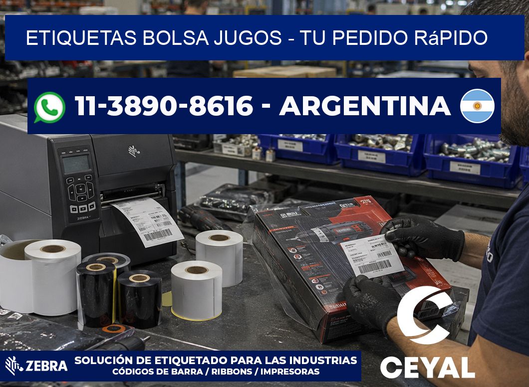 Etiquetas Bolsa jugos - Tu pedido rápido