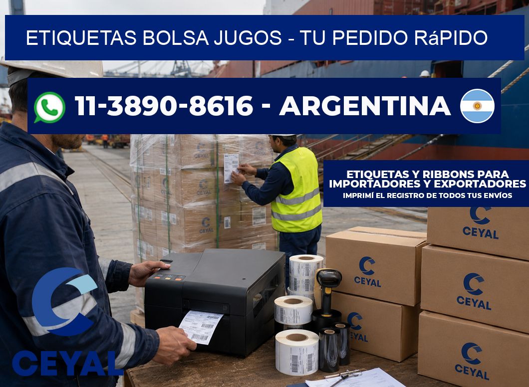 Etiquetas Bolsa jugos - Tu pedido rápido