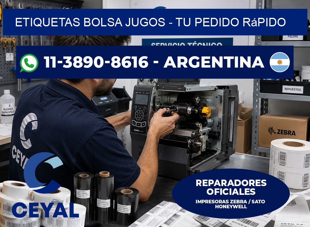 Etiquetas Bolsa jugos - Tu pedido rápido