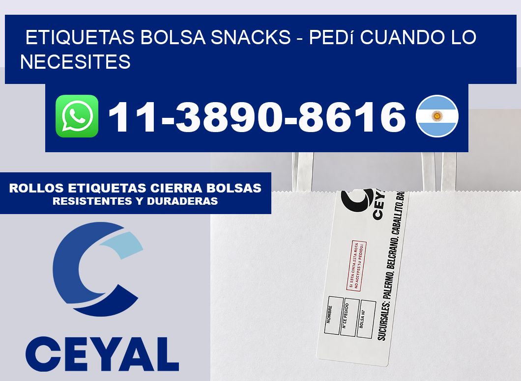 Etiquetas Bolsa snacks - Pedí cuando lo necesites