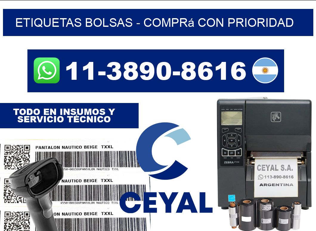 ETIQUETAS BOLSAS - Comprá con prioridad