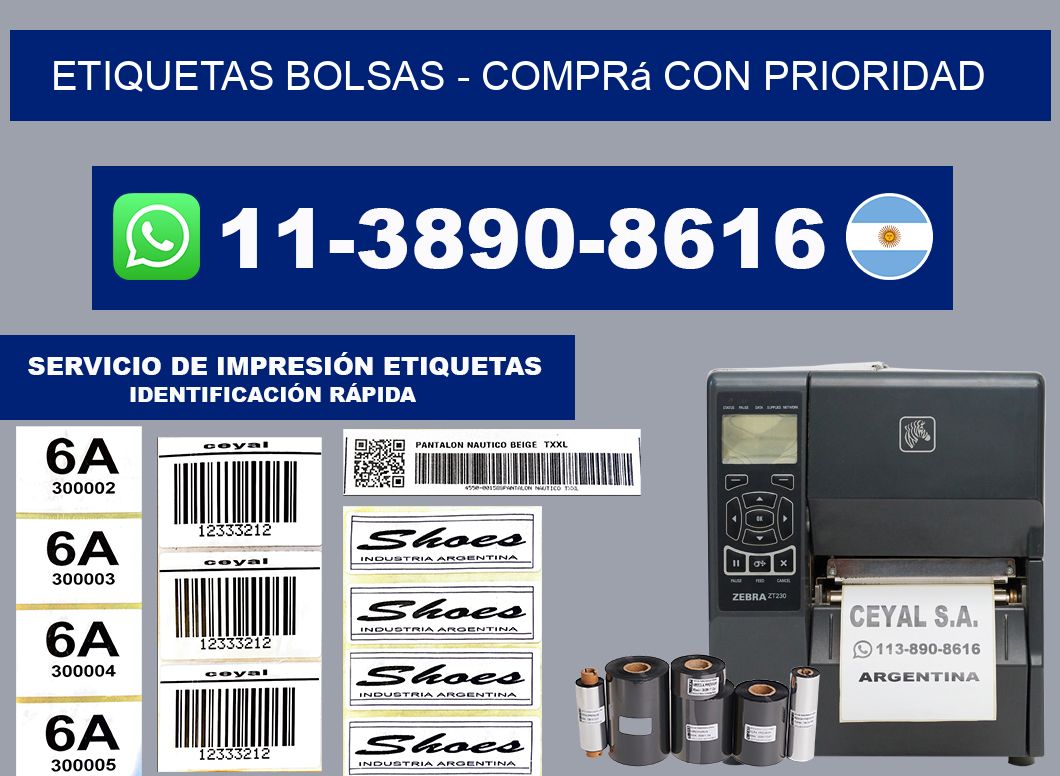 ETIQUETAS BOLSAS - Comprá con prioridad