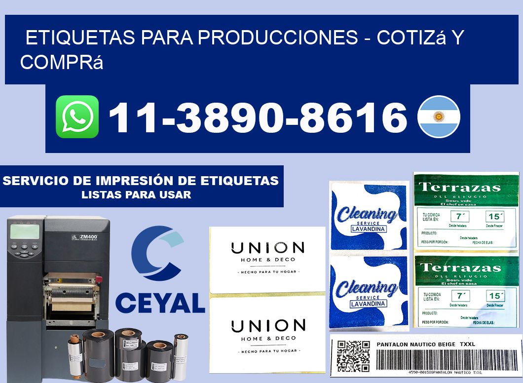 ETIQUETAS PARA PRODUCCIONES - Cotizá y comprá