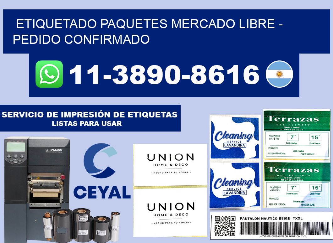 etiquetado paquetes mercado libre - Pedido confirmado